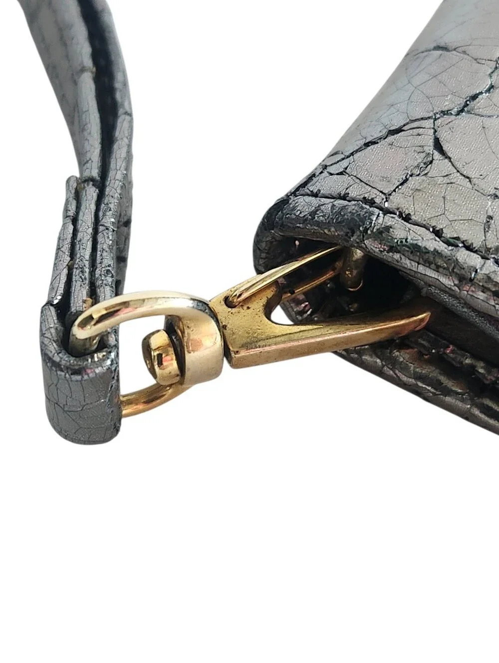 Lodis Metallic Silver Croc Embossed Leather Clutch Wristlet